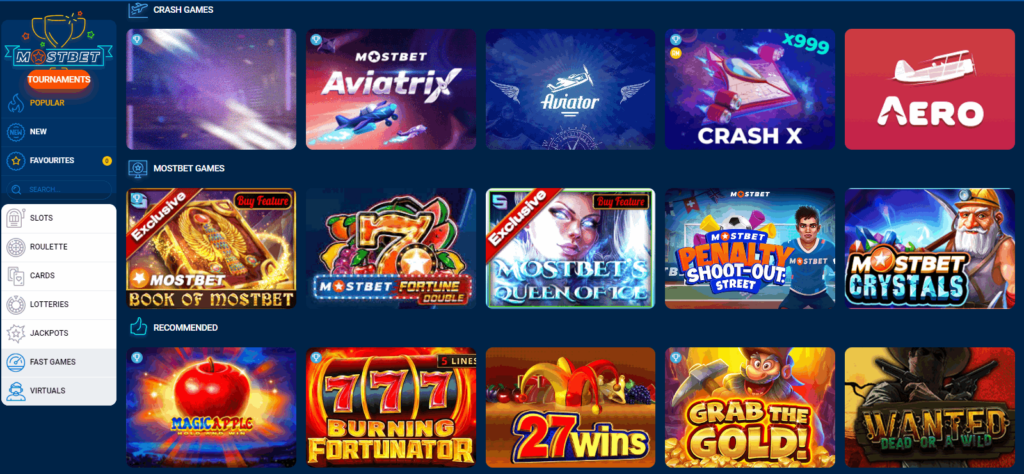 Juegos de Casino en Vivo Mostbet México